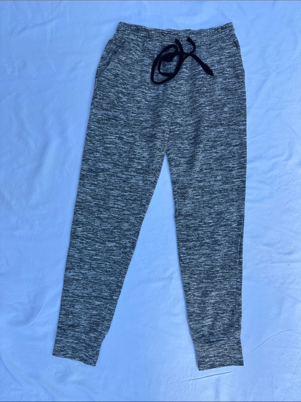 Ambiance Gray Marled Knit Jogger with Black Drawstring